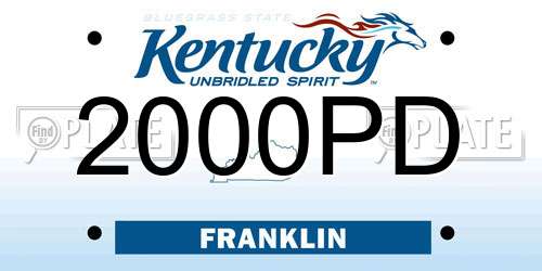 2000PD Kentucky License Plate