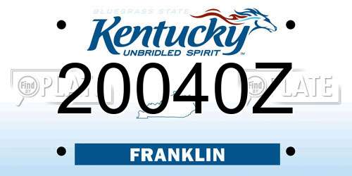 20040Z Kentucky License Plate