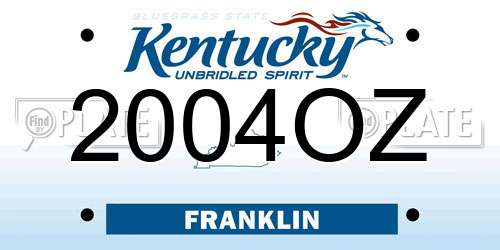 2004OZ Kentucky License Plate