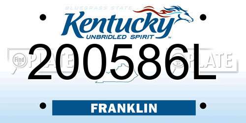 200586L Kentucky License Plate
