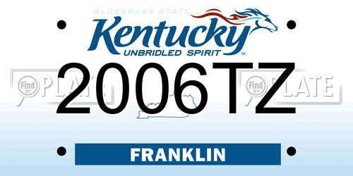 2006TZ Kentucky License Plate