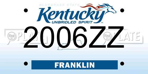 2006ZZ Kentucky License Plate