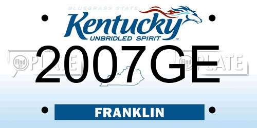 2007GE Kentucky License Plate