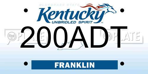 200ADT Kentucky License Plate