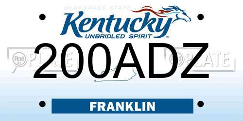 200ADZ Kentucky License Plate