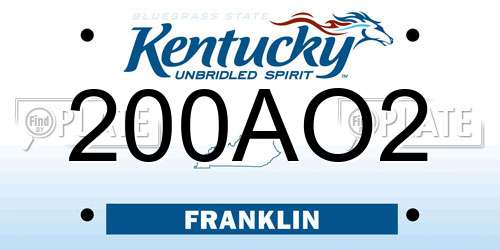 200AO2 Kentucky License Plate