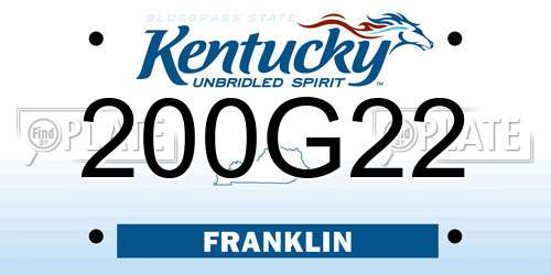 200G22 Kentucky License Plate