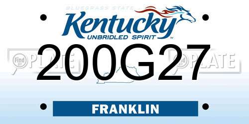 200G27 Kentucky License Plate