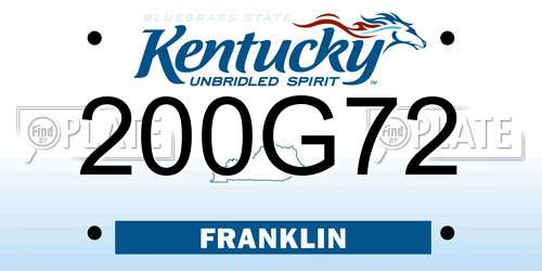 200G72 Kentucky License Plate