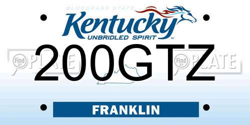 200GTZ Kentucky License Plate