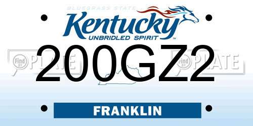 200GZ2 Kentucky License Plate