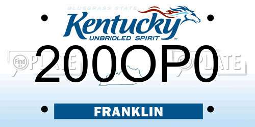 200OP0 Kentucky License Plate
