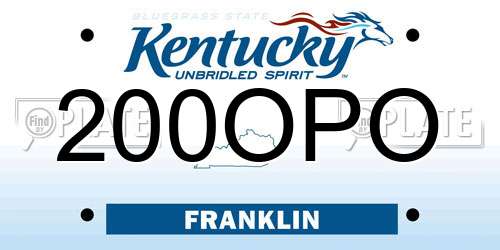 200OPO Kentucky License Plate