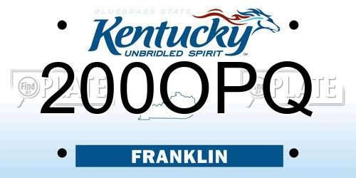 200OPQ Kentucky License Plate