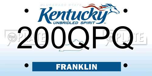 200QPQ Kentucky License Plate