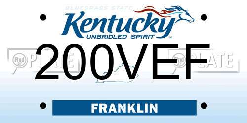 200VEF Kentucky License Plate