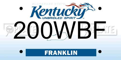200WBF Kentucky License Plate
