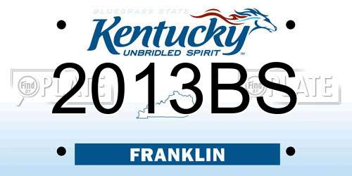 2013BS Kentucky License Plate