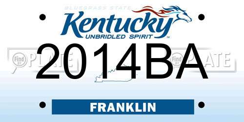 2014BA Kentucky License Plate