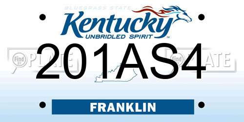 201AS4 Kentucky License Plate