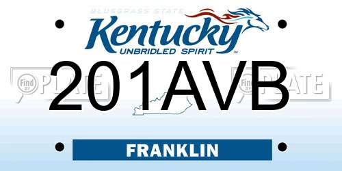 201AVB Kentucky License Plate