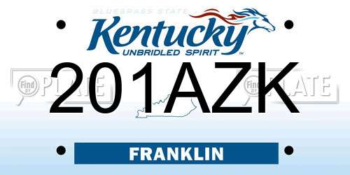 201AZK Kentucky License Plate