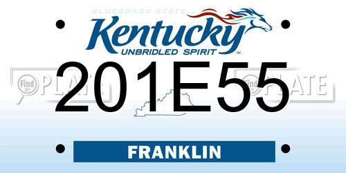 201E55 Kentucky License Plate