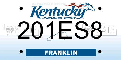 201ES8 Kentucky License Plate