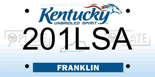 201LSA Kentucky License Plate