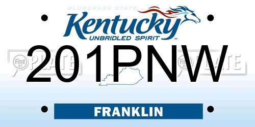 201PNW Kentucky License Plate