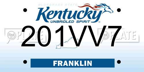 201VV7 Kentucky License Plate