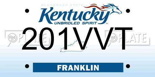 201VVT Kentucky License Plate