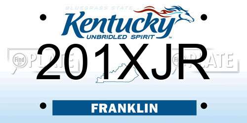 201XJR Kentucky License Plate
