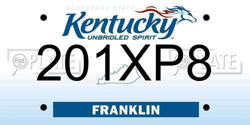 201XP8 Kentucky License Plate