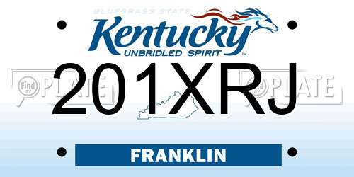 201XRJ Kentucky License Plate