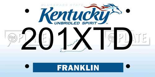 201XTD Kentucky License Plate
