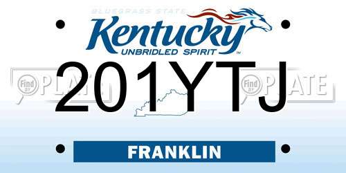 201YTJ Kentucky License Plate