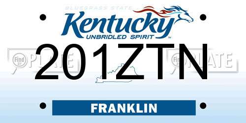201ZTN Kentucky License Plate