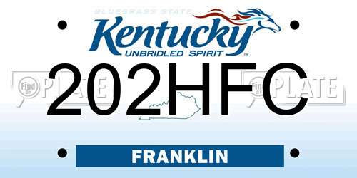 202HFC Kentucky License Plate
