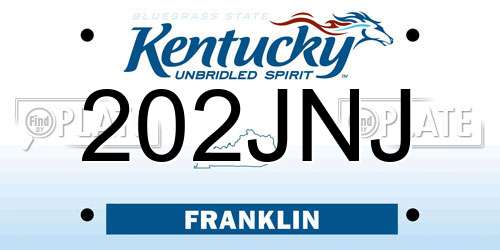 202JNJ Kentucky License Plate