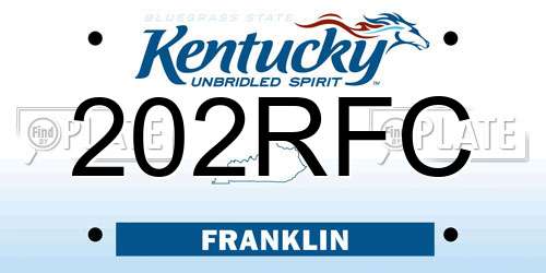 202RFC Kentucky License Plate