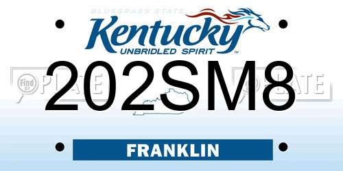 202SM8 Kentucky License Plate