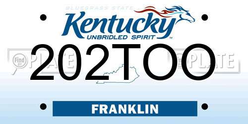 202TOO Kentucky License Plate