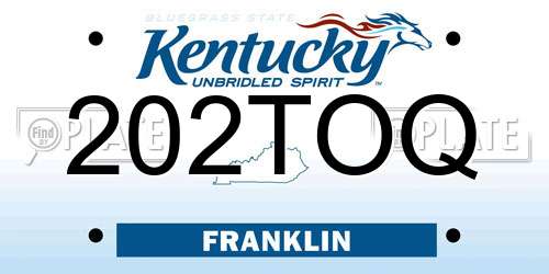 202TOQ Kentucky License Plate