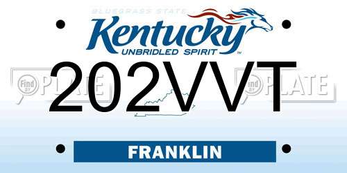202VVT Kentucky License Plate
