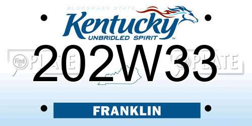 202W33 Kentucky License Plate
