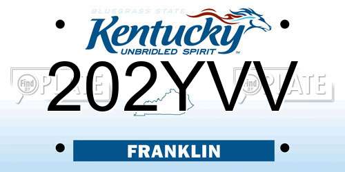 202YVV Kentucky License Plate