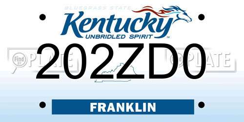 202ZD0 Kentucky License Plate