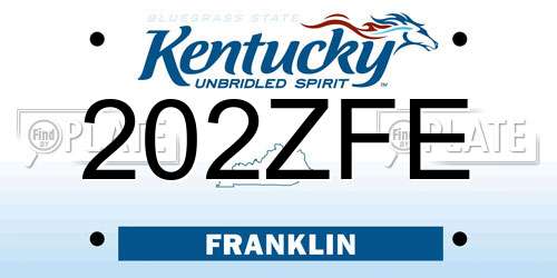 202ZFE Kentucky License Plate
