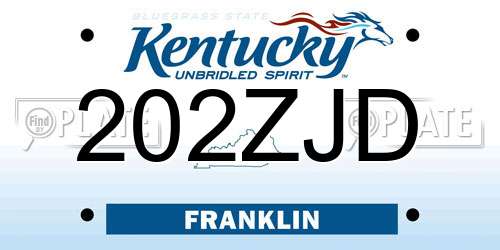 202ZJD Kentucky License Plate